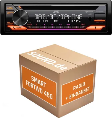 Produktbild von Autoradio Einbaupaket mit JVC KD-DB922BT passend für Smart Fortwo 450 dunkelgrau | Bluetooth Telefonieren Audiostreaming