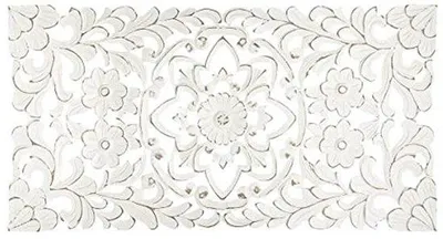 Productafbeelding van Wanddecoratie Houtsnijwerk 85x45cm - Antiek Witte Muurkunst