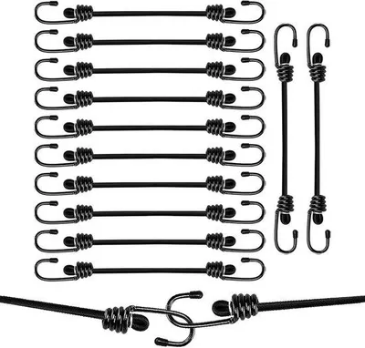 Produktbild von Gummispanner mit Haken – 12er-Set – 35 cm – Expander – Langlebig – Universelle Größen – Gepäckgummispanner mit Haken.