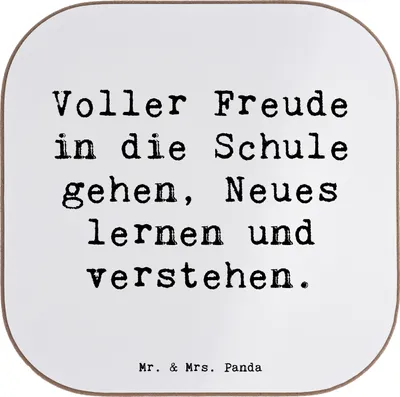 Produktbild von Mr. & Mrs. Panda Untersetzer Glas Spruch Schulanfang Freude - Weiß - Geschenk, Tassenuntersetzer, Vertrauem, Coaster, verstehen, Trost, Motivation, gläseruntersetzer, Mut