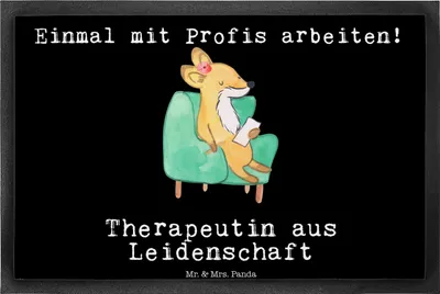 Produktbild von Mr. & Mrs. Panda fußmatte Therapeutin Leidenschaft 40 x 60 cm - Schwarz - Geschenk, Bodenvorleger, Schmutzfangmatte, Türvorleger, Fußabtreter, Schmutzmatte