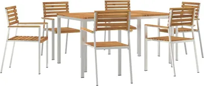 Immagine prodotto di vidaXL Set da pranzo da giardino 7 pezzi marrone in legno massiccio di acacia