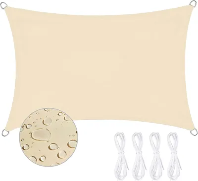 Produktbild von Wasserdichtes, rechteckiges Sonnensegel 2 x 3 m, 95 % UV-Schutz, für Terrasse, Garten, Balkon, Beige