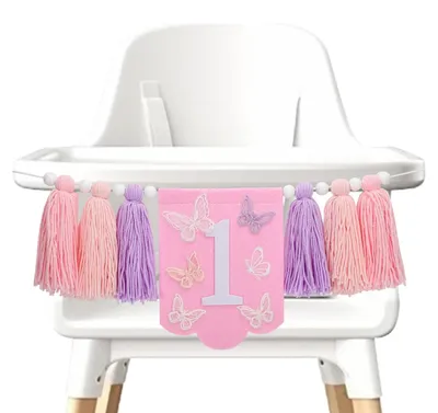 Immagine prodotto di Solidchoice - Banner per la prima festa di compleanno a tema "Farfalla", ideale per decorare le sedie per bambini