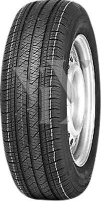 A close-up studio shot of a tire mounted on a rim.