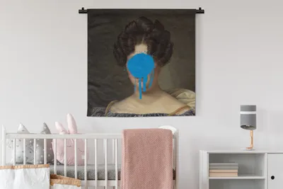 Produktbild von MuchoWow® Wandteppich Wandbehang Frau - Kunst - Farbe 90x90 cm Tapisserie Dekoration Wandtuch - Wandaufhänger