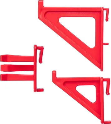 Obrázok produktu pre Nástenná doska na náradie Pegboard – sada háčikov a držiakov – 16 dielov – červená