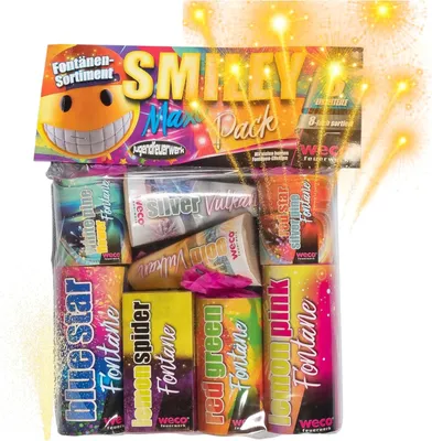 Productafbeelding van XXL Smiley Oud en Nieuw & Vuurwerk 2027 – F1 Jeugdvuurwerkset met wonderkaarsen en knalbonbons (Smiley)