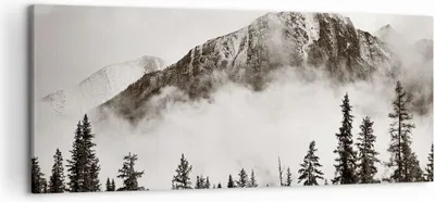 Produktbild von Bild auf Leinwand - Leinwandbild - Einteilig - Nebel Berg Wald - 120x50cm - Wand Bild - Wanddeko - Wandbilder - Leinwanddruck - Bilder - Wanddekoration - Leinwand bilder - Wandbild - AB120x50-4936