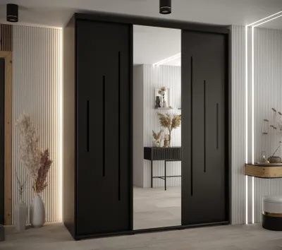 Produktbild von Kleiderschrank ASIRI 13 - 190/60 cm, schwarz / schwarz