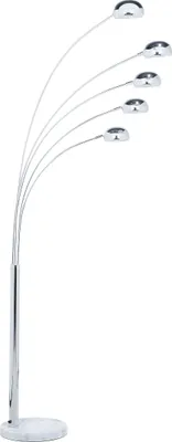 Obrázek produktu pro BELIANI Stojací lampa stříbrná kovová 210 cm mramorová základna s nastavitelnými stínidly dlouhý kabel s vypínačem oblouková lampa průmyslový vzhled
