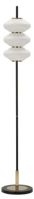 Produktbild von Vintage Stehleuchte aus Eisen und Glas, Schwarz, Gold und Weiß, 168 cm
