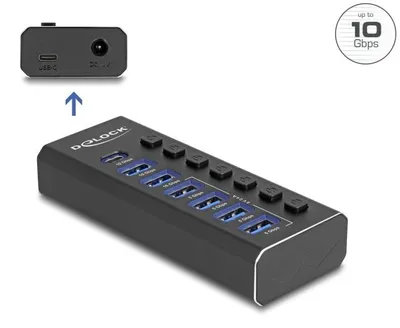 Image de Delock 7Port USB Hub mit 3 Ports 10 Gbps und 4 SchnellladeP
