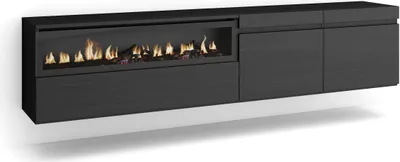 Produktbild von TV-Schrank, Lowboard, 200x35x45cm, Für TV-Geräte bis zu 80", Elektrokamin, Hängend, Schwarz