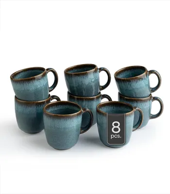 Produktbild von Kaffeetassen - 190 ml - Türkis - Braun - Steingut - 8er Set
