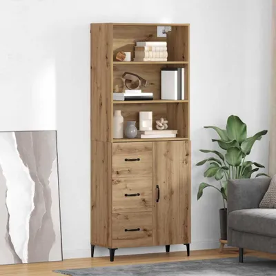 Productafbeelding van vidaXL Hoge kast Artisan-eikenhout, 69,5 x 34 x 180 cm, houtvezel