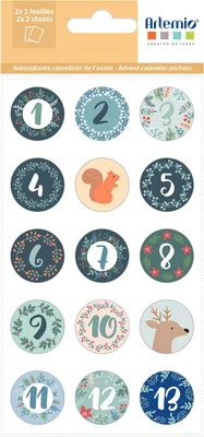 Produktbild von Runde Sticker für Adventskalender - Tiere