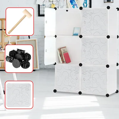 Image de XINZI Armoire combinée 6 cases Blanc - DIY étagère emboîtable, rangement pour vêtements/objets, montage facile, pour chambre à coucher, entrée