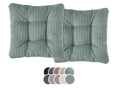 Produktbild von Stuhlkissen 2er Set | Sitzkissen Kord türkis 38 x 38 x 6 cm | Für Garten, Küche & Esszimmer | XDREAM