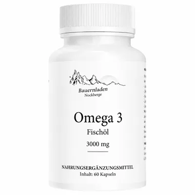 Produktbild von Bauernladen Nockberge | Omega 3 Fischöl 3000 mg | 60 Kapseln, KI-generiertes Bild