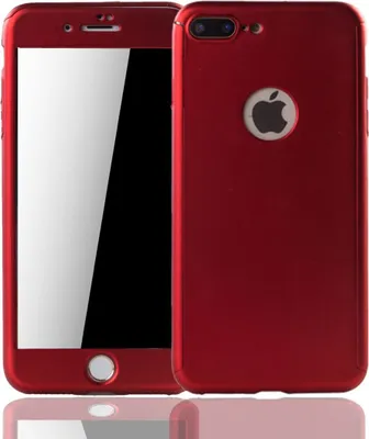 Produktbild von Handyhülle Schutzhülle für Apple iPhone 7 Plus Full Case Cover Displayschutz 360 Rot
