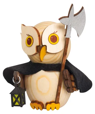 Produktbild von Drechslerei Kuhnert - Mini-Eulen aus Holz - Nachtwächter - ca. 7 cm groß - als Dekoration oder Geschenk geeignet