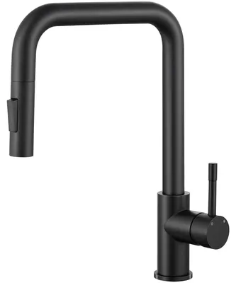 Produktbild von Küchenarmatur Schwarz Ausziehbar mit 2 Strahlarten, 304 Edelstahl, Hochdruck, Einlochmontage