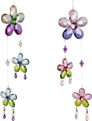 Produktbild von 2er Set Girlande Blumen 28 cm Fensterdeko Hänger hängend