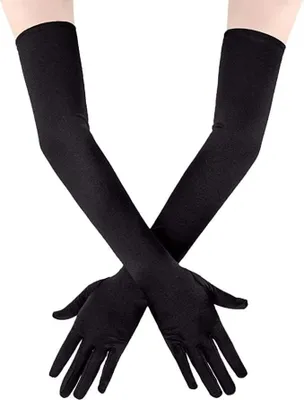 Produktbild von PIQIUQIU Handschuhe Lang Schwarz Satinhandschuhe Abendhandschuhe Opernhandschuhe 21" Ellenbogenhandschuhe