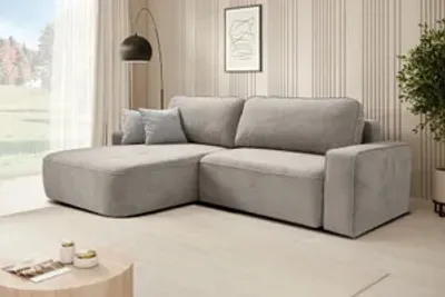 Produktbild von Ecksofa TORRE - Links seite Eckcouch L-Form mit Schlaffunktion & Bettkasten - Beige (Velo623)