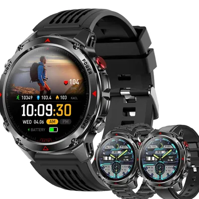 Obrázek produktu pro Chytré hodinky AMOLED pro muže s telefonickou funkcí, vodotěsné (IP68), s 123 sportovními režimy, monitorováním spánku a měřením krevního tlaku. Hodinky kompatibilní s iOS a Android, barva: černá
