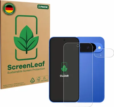 Produktbild von 2x ScreenLeaf Schutzfolie für Google Pixel 10 (Display+Kamera) nachhaltiger Displayschutz Display Schutz Folie Klar Transparent
