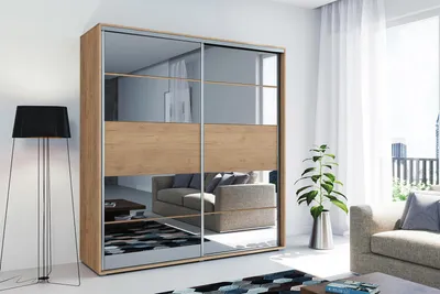 Produktbild von FurMeb24 Schiebetrenschrank A6 17524562 cm â Eiche Craft Gold - mit Spiegel