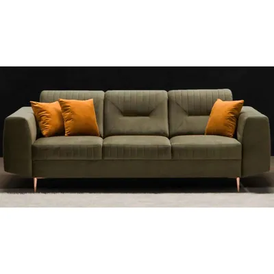 Produktbild von BEAUTYSOFA | Couchgarnitur VENEZIA Samtstoff Grün – Sofa Set 3+2+1, Polsterset mit Metallbeinen Kupfer, Wohnzimmer Set ohne Schlaffunktion