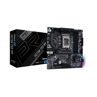 Produktbild von Asrock H670M Pro RS, Intel, LGA 1700, Intel® Celeron®, Intel® Core™ i3, Intel® Core™ i5, Intel® Core™ i7, Intel® Core™ i9, Intel® Pentium®, DDR4-SDRAM, 128 GB, DIMM