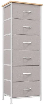 Productafbeelding van Stoffen commode met 6 lades, asgrijs, 30x42x115 cm