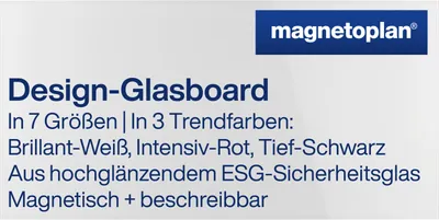 Produktbild von Magnetoplan Design-Glasboard - magnethaftend und beschreibbar - 200x100cm - Weiß