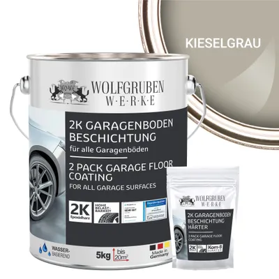 Produktbild von 2K Garagenbodenbeschichtung Garagenfarbe Garagenbodenfarbe Epoxidharz Bodenbeschichtung für Garage Werkstatt Keller - Kieselgrau l 5kg