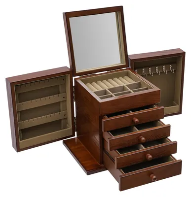 Image de Grande boîte à bijoux avec 5 niveaux et miroir