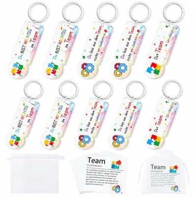 10er-Set Acryl Einkaufswagenchip Schlüsselanhänger, Teamgeschenk