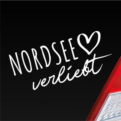 Produktbild von Auto Aufkleber Nordsee verliebt Herz See Norden Liebe Car 19x8 cm Weiss Matt Sticker Heckscheibenaufkleber