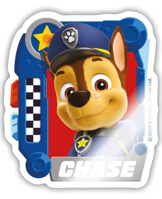 Produktbild von Spreadshirt Paw Patrol Chase Charakterdesign Sticker Aufkleber, 10 x 10 cm, Weiß glänzend