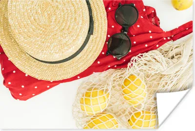 Produktbild von MuchoWow® Poster Sommer - Sonnenbrille - Hut 60x40 cm - Schlafzimmerdekoration