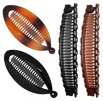 Image de 4 barrettes en forme de banane, barrettes en forme de banane, barrettes en forme de poisson, épingles à cheveux en forme de banane, barrettes vintage en queue de poisson, barrettes françaises en forme de banane, pour femmes et filles