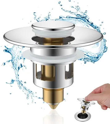 Produktbild von Waschbeckenstöpsel (25-46mm), Abflusssieb Ablaufgarnitur Stöpsel Waschbecken, Messing Bounce Core Push-Type Drain Plug, Universal Sink Stopper Ersatz für Bad und Küche