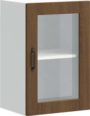 Produktbild von Küchen-Hängeschrank mit Glastür Porto Braun Eichen-Optik