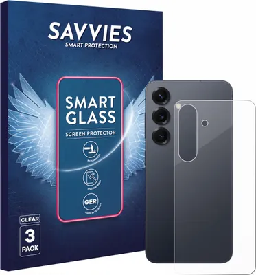 Produktbild von 3x Savvies Schutzglas Folie für Samsung Galaxy S25 (Rückseite) 9H Panzer Schutzfolie Glas Displayschutz klar transparent