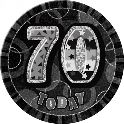 Produktbild von 70. Geburtstag | Button / Anstecker schwarz / silber