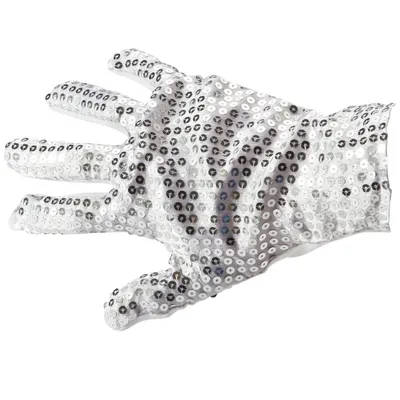 Produktbild von Glitzer-Handschuh Silber im Michael Jackson Stil – Uni Pailletten-Handschuh für Popstar Kostüme, 80er Jahre Partys, Fasching & Karneval