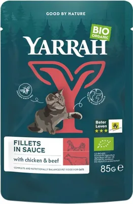 Produktbild von Yarrah  Katze Filets in Soße mit Rind (85 g)